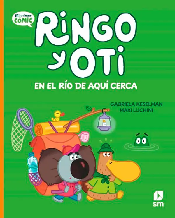 Ringo y Oti en el río de aquí cerca
