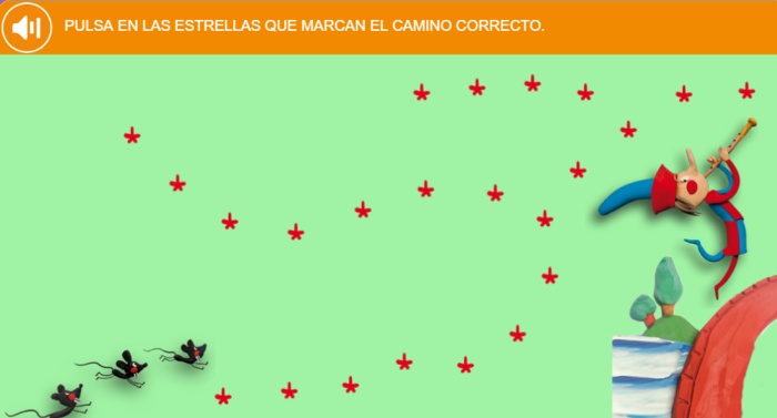 Camino de estrellas detrás del Flautista de Hamelín